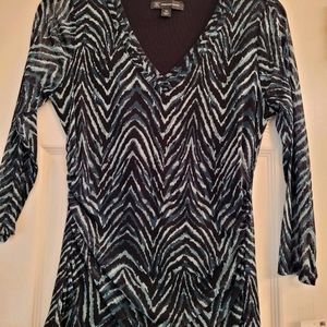 Emerald Green & black v neck top